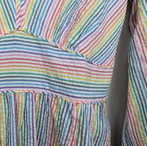 NWT J. Crew V-neck Peplum Top in Rainbow Seersucker Woman's XS - Picture 7 of 11